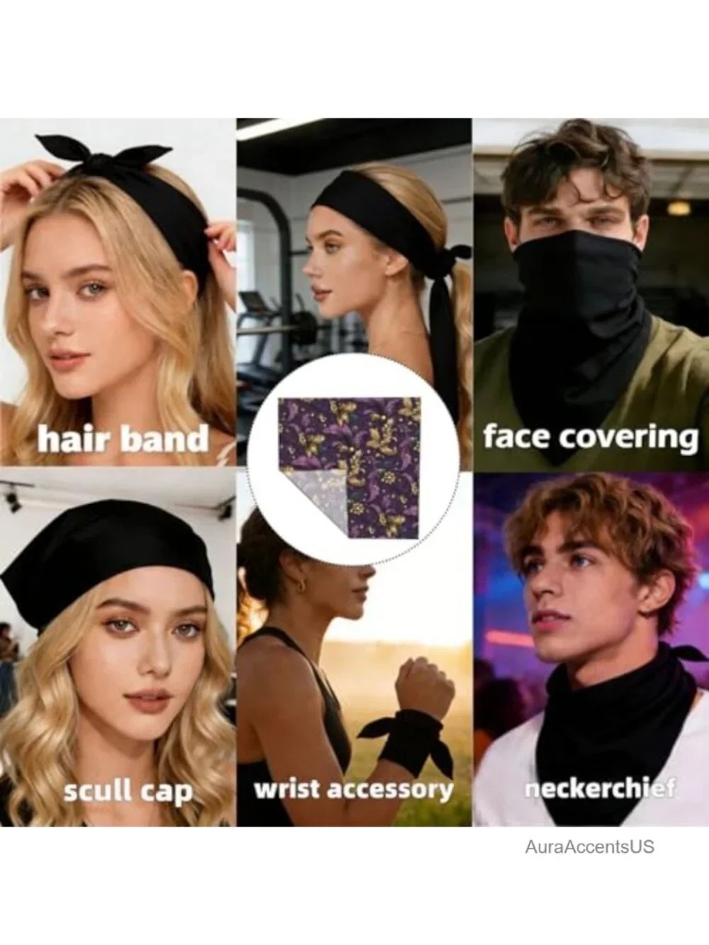 Satin Square Head Scarf Hair Wrap Neckerchief Bandana